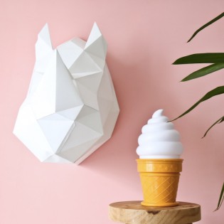 Kit de pliage papier trophée Rhinocéros blanc - Assembli