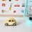 Voiture coccinelle Volskwagen jaune pastel