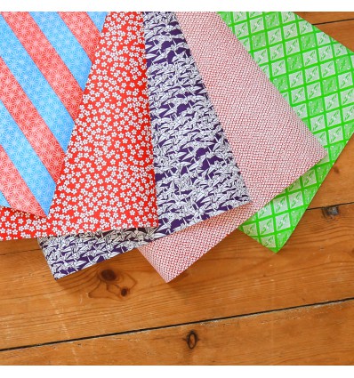 Set de 5 feuilles assorties de papier japonais