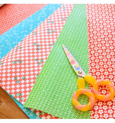 Set de 5 feuilles assorties de papier japonais