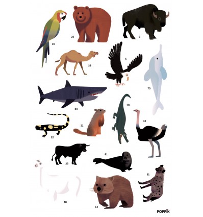 Poster & stickers Animaux du Monde - Poppik