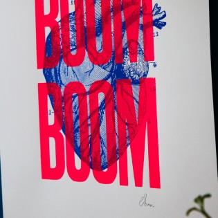 Sérigraphie Boom Boom Rose Fluo A3 2