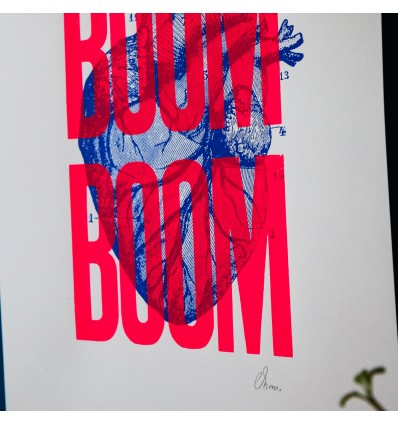 Sérigraphie Boom Boom Rose Fluo A3