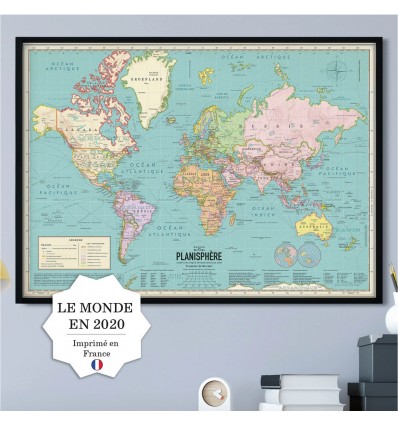 Carte du monde 2020 style vintage - Pappus Editions
