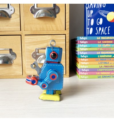 Robot tambour bleu vintage
