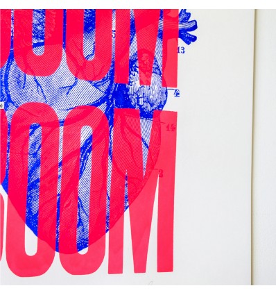 Sérigraphie Boom Boom Rose Fluo 50x70 cm