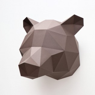 Kit de pliage papier trophée Ours marron - Trophée assembli