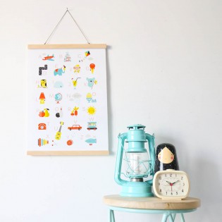 Porte affiche aimanté bois naturel 30 cm