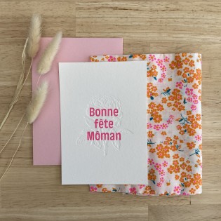 Carte Letterpress Bonne Fête Môman