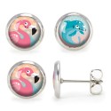Boucles d'oreilles Dauphin Flamant Rose - Emilie Fiala
