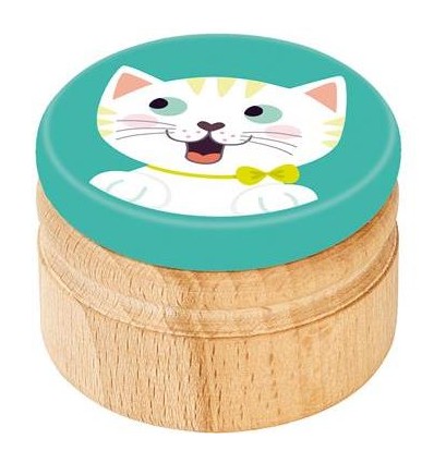 Boîte à dents de lait en bois Chat Blanc