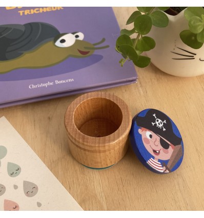 Boîte à dents de lait en bois Pirate