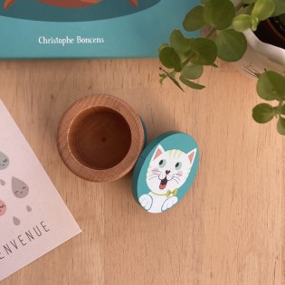 Boîte à dents de lait en bois Chat Blanc 2