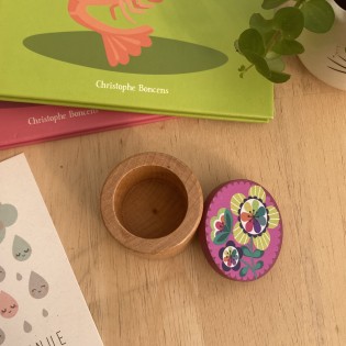 Boîte à dents de lait en bois Fleurs 2