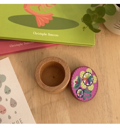Boîte à dents de lait en bois Fleurs