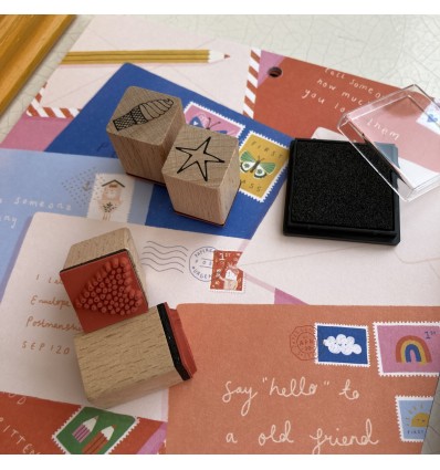 Set de 6 tampons Licorne Arc-en-ciel avec encreur - Rico Design