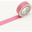 Masking tape RAYURES HORIZONTALES FRAMBOISE