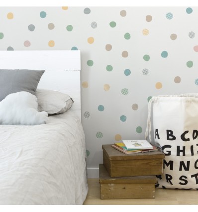 Stickers muraux Pois Jaunes Verts Bleus - Tresxics