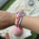 Bracelet surfeur Heishi rose