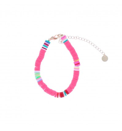 Bracelet surfeur Heishi rose