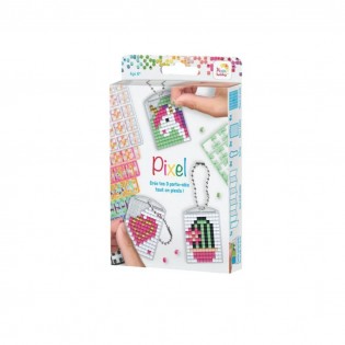 Set de 3 Porte-clés licorne coeur et cactus - Pixelhobby