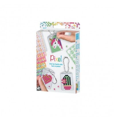 Set de 3 Porte-clés licorne coeur et cactus - Pixelhobby