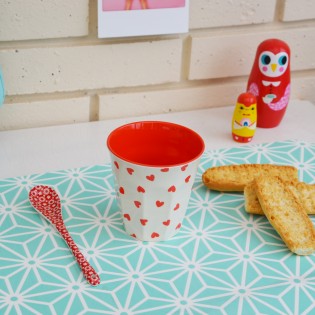 Grand verre coeur rouge en mélamine 2