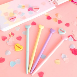 Stylo bille coeur bleu en métal