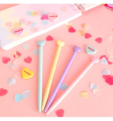 Stylo bille coeur violet en métal