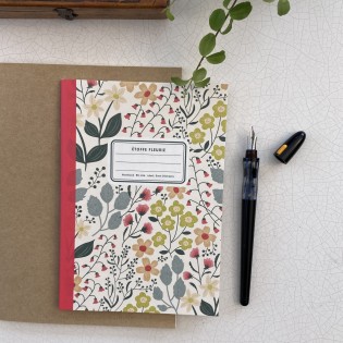 Carnet étoffe fleurie ivoire