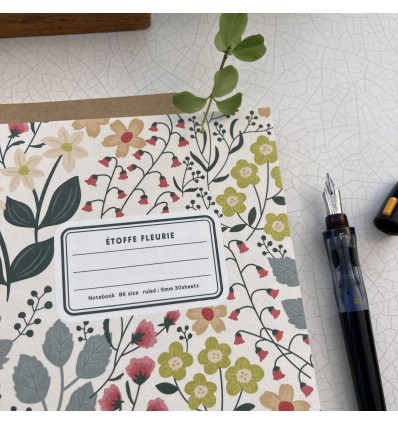 Carnet étoffe fleurie ivoire