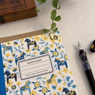 Carnet étoffe fleurie chevaux 2