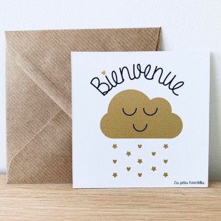 Carte Nuage doré Bienvenue - Les Petites Hirondelles