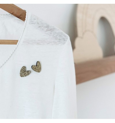 Duo de pin's coeurs dorés - Les Petites Hirondelles