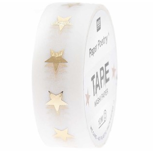Masking tape étoile blanc et or - Rico Design