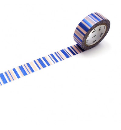 Masking tape bayadère bleu et saumon