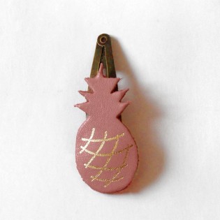 Barrette en cuir ananas rose - Barnabé aime le café