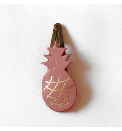 Barrette en cuir ananas rose - Barnabé aime le café