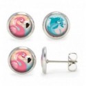 Boucles d'oreilles Dauphin Flamant Rose - Emilie Fiala