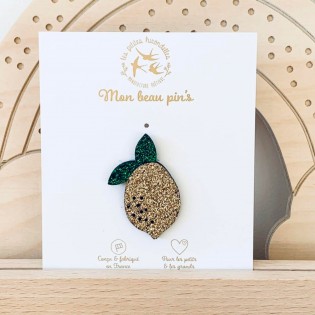 Pin's Citron à paillettes - Les Petites Hirondelles