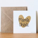 Carte Mamie chérie coeur doré - Les Petites Hirondelles