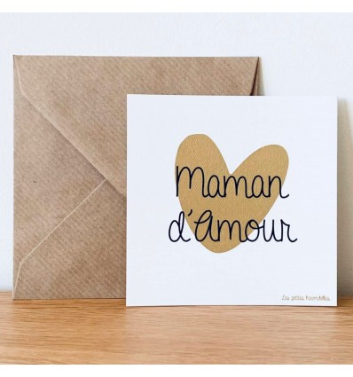 Carte Maman d'Amour coeur doré - Les Petites Hirondelles