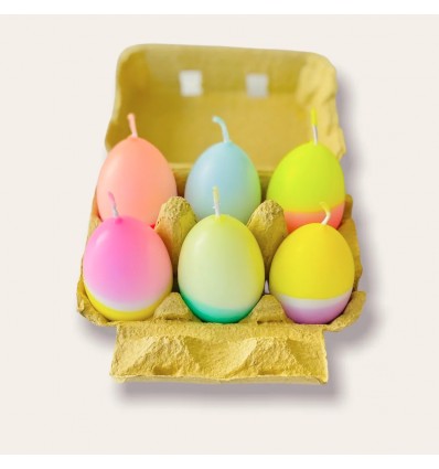 Boite jaune de 6 bougies Oeufs - Pinkstories