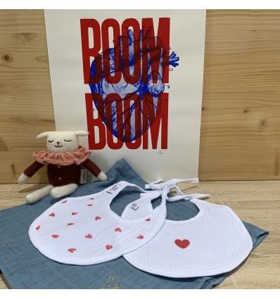 Duo de bavoirs naissance Coeur - BB&CO