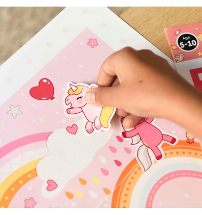 Poster créatif Licornes 150 stickers - Poppik