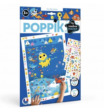 Poster créatif Océan 150 stickers - Poppik