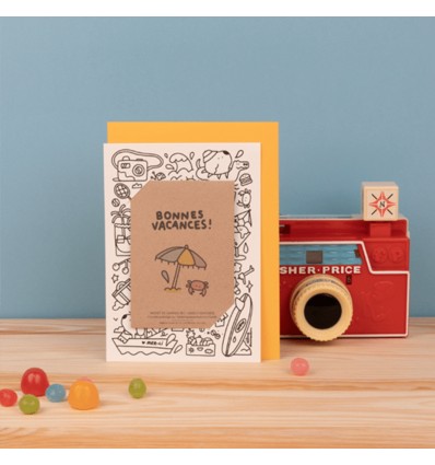 Carte à colorier et graines à planter "Bonnes vacances"