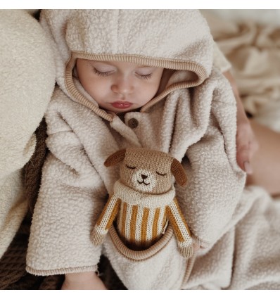 Doudou Chien combinaison à rayures ocre - Main Sauvage