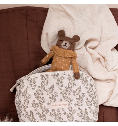 Doudou Ourson pyjama ocre à collerette - Main Sauvage