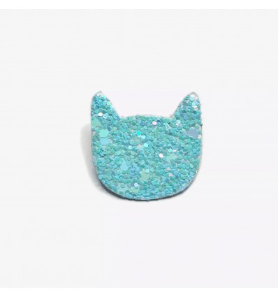Pin's chat turquoise à paillette - Barnabé aime le café